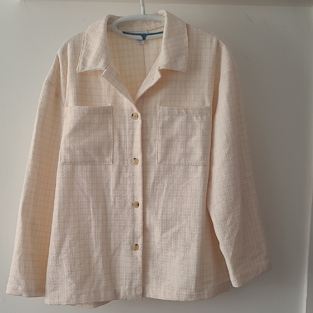 Liz Claiborne Ladies XXL Pale Peach Plaid Blazer‎ / Jacket